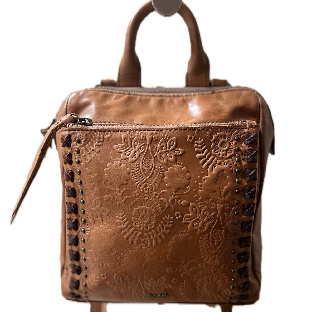 The Sak Backpack Loyola Tobacco Floral Convertible Small Leather Backpack - Picture 3 of 11
